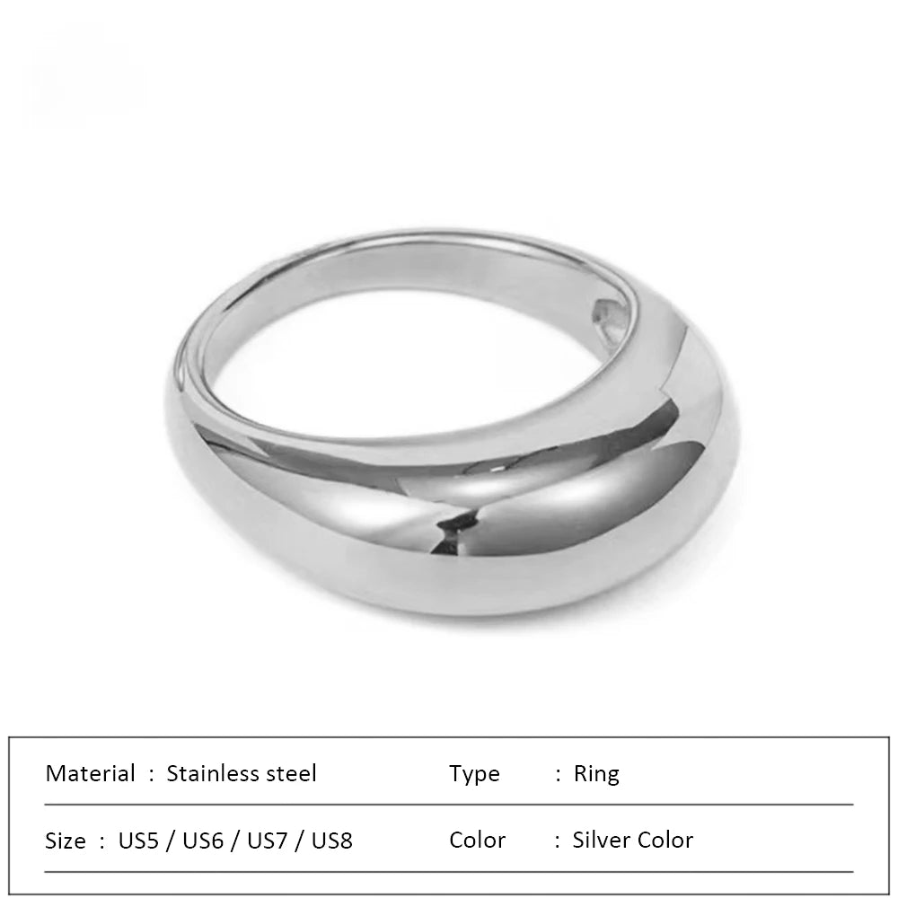 SUNIBI Fashion Simple Stainless Steel Rings for Women Arc Rings Jewellery Couple Anniversary Geometric Ring Size 5 6 7 8 Jewelry