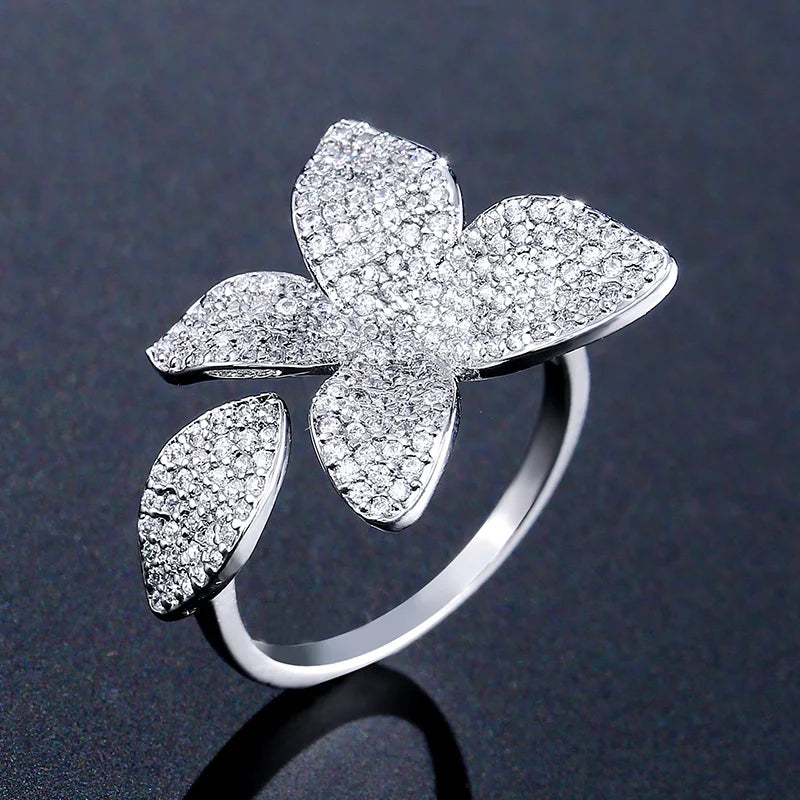 UILZ Gold color Women Adjustable Ring Korean Fashion Punk Zirconia Open Rings Daily Simple Jewelry