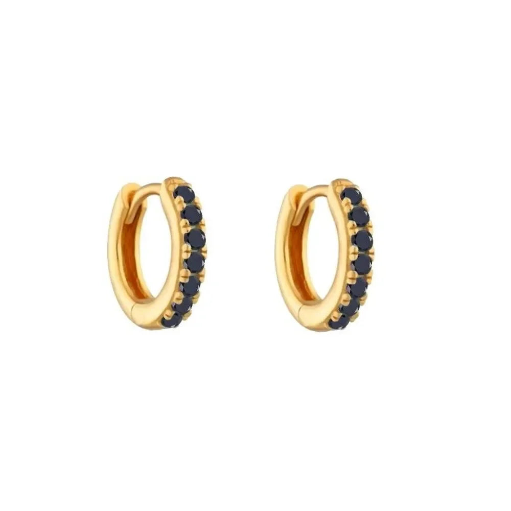 1/3Pairs Copper Green CZ Stone Huggie Hoop Earring Stud Gold Color Silver Black Geometric Cartilage Earrings For Women Jewelry