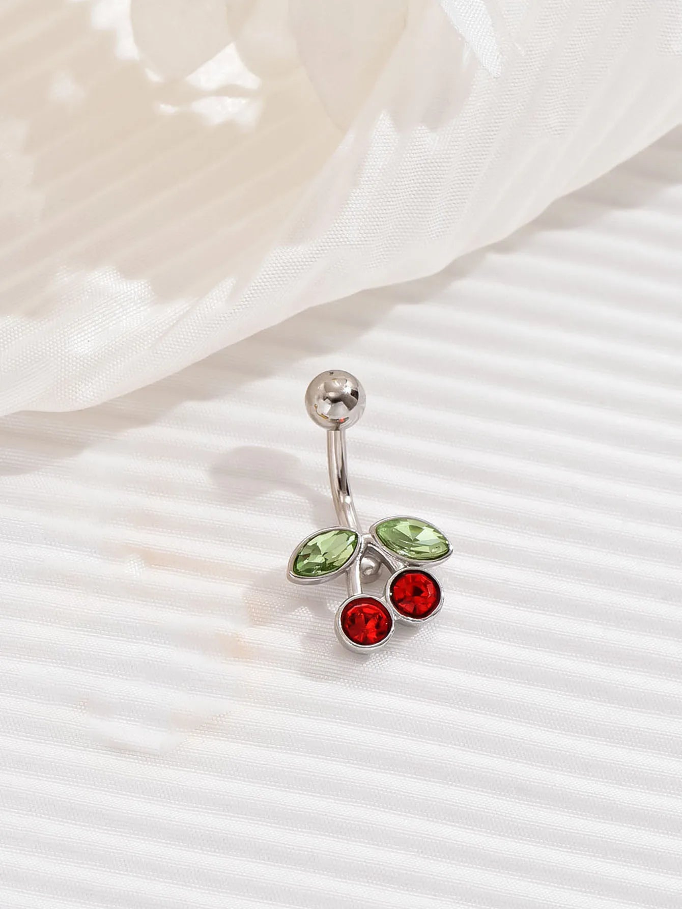 14G Cute Surgical Steel Plated 18K Gold Cherry Belly Button Ring for women Body Belly Piercing Fruit Navel Belly Button Rings