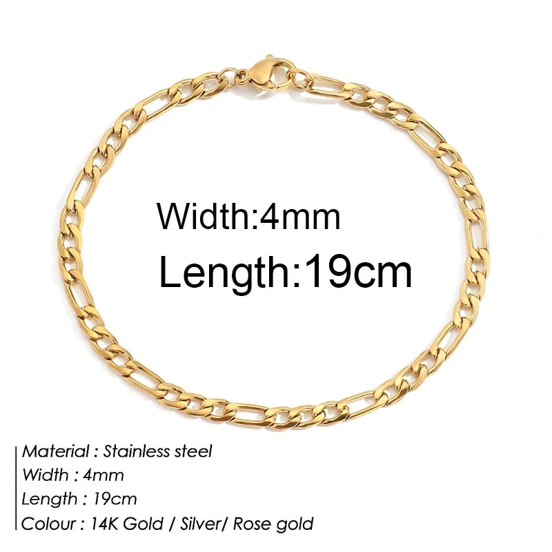 Multilayered Bracelet Gold Color Snake Paperclip Figaro Cuban Chain Stainless Steel Jewelry Male Female Bracelets Factory