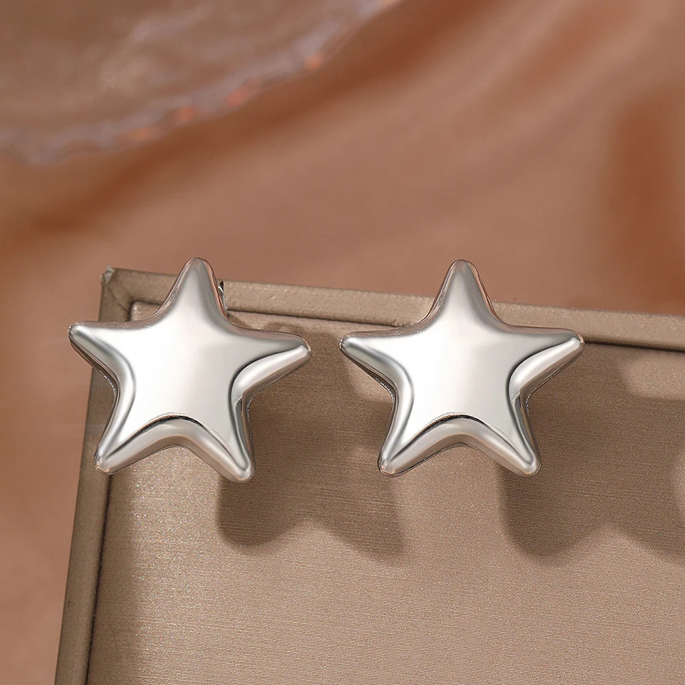 Stainless Steel Earrings Fresh Exquisite Star Stud Super Fairy Sparkling Earrings For Women Jewelry Ornate Texture Best Friend