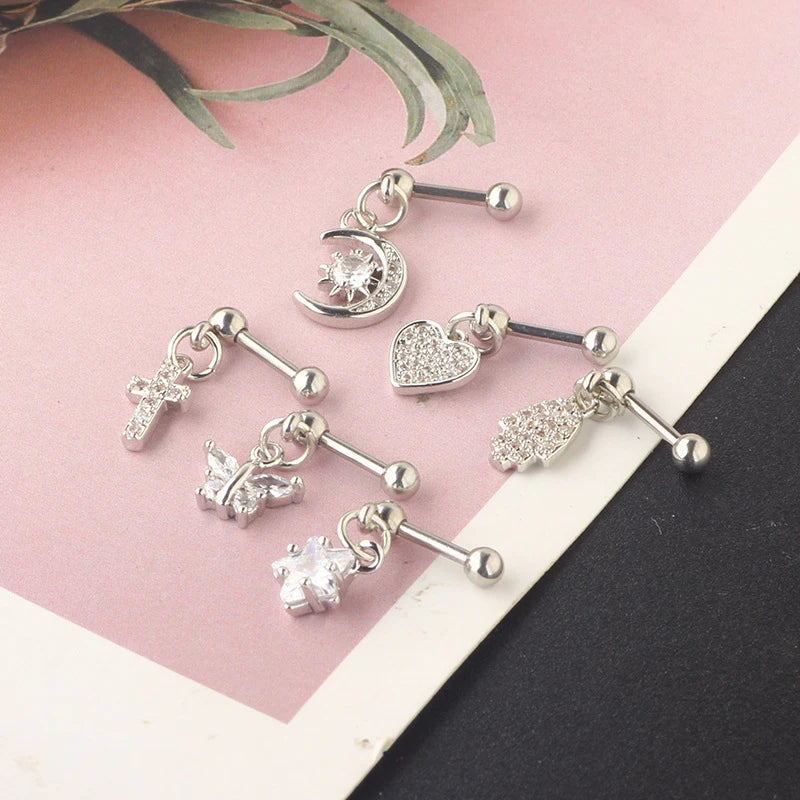 Zircon Earrings Helix Ear Lobe Piercing Conch Tragus Dangle Cartilage Ring Pierc