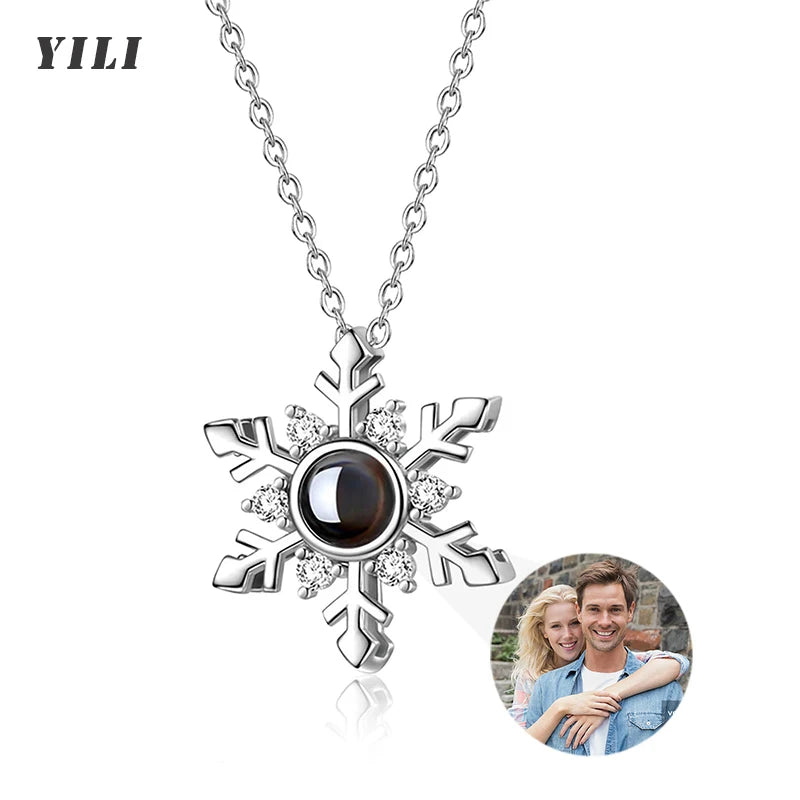 Custom Photo Necklace Projection Necklace with Picture I Love You 100 Languages Personalized Necklace Jewelry Gifts for Women