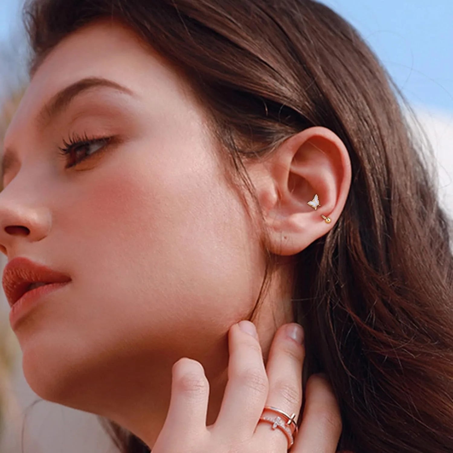 Drperfect 1pc Stainless Steel Rook Piercing Jewelry Lip Ring Cartilage Daith Surface Tragus Piercing Jewelry Eyebrow Rings