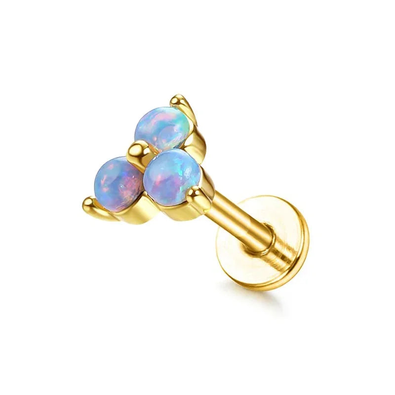 Drperfect 16G Cartilage Earrings Stud for Women Stainless Steel Flat Back Butterfly Moon Flower Helix Tragus Piercing Jewelry