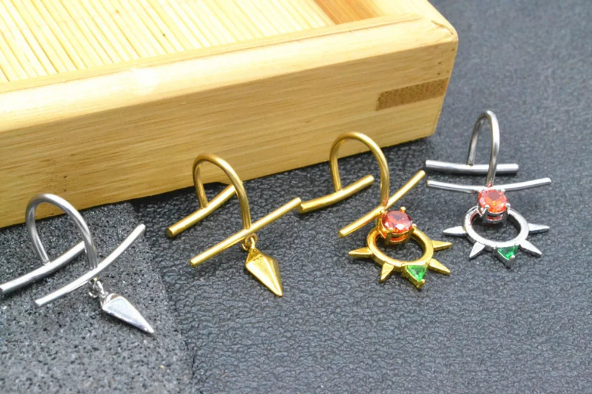 Fake Lip Piercing Jewelry none piercing labret faux lipring stainless steel  Lip Cuff  lead free nickel free body jewelry