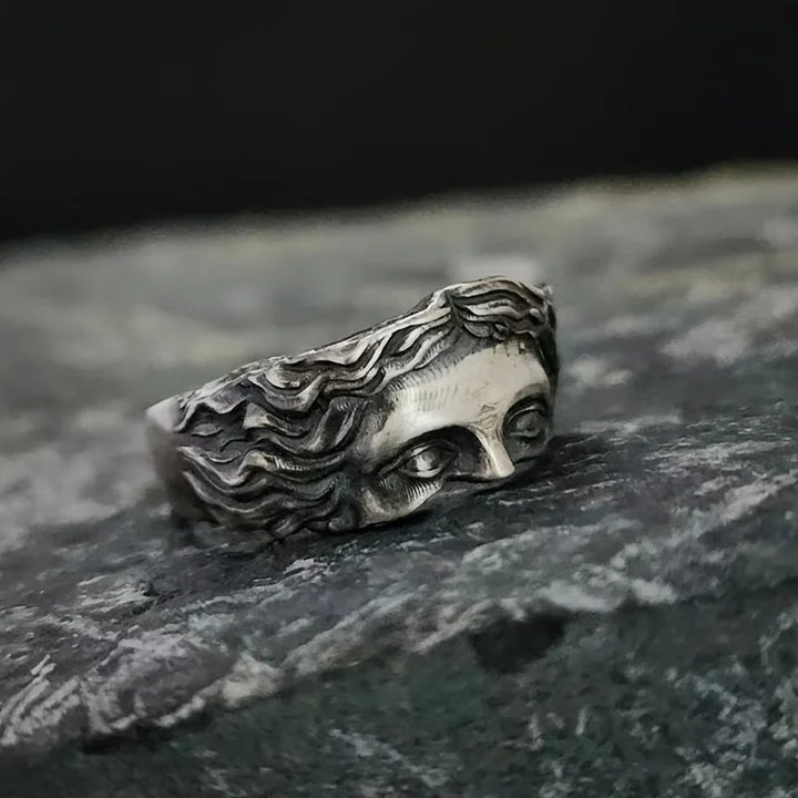 Rings For Men Creative Venus Mask Ring, Retro Thai Silver Relief With Adjustable Opening Ring Confessing Gift
