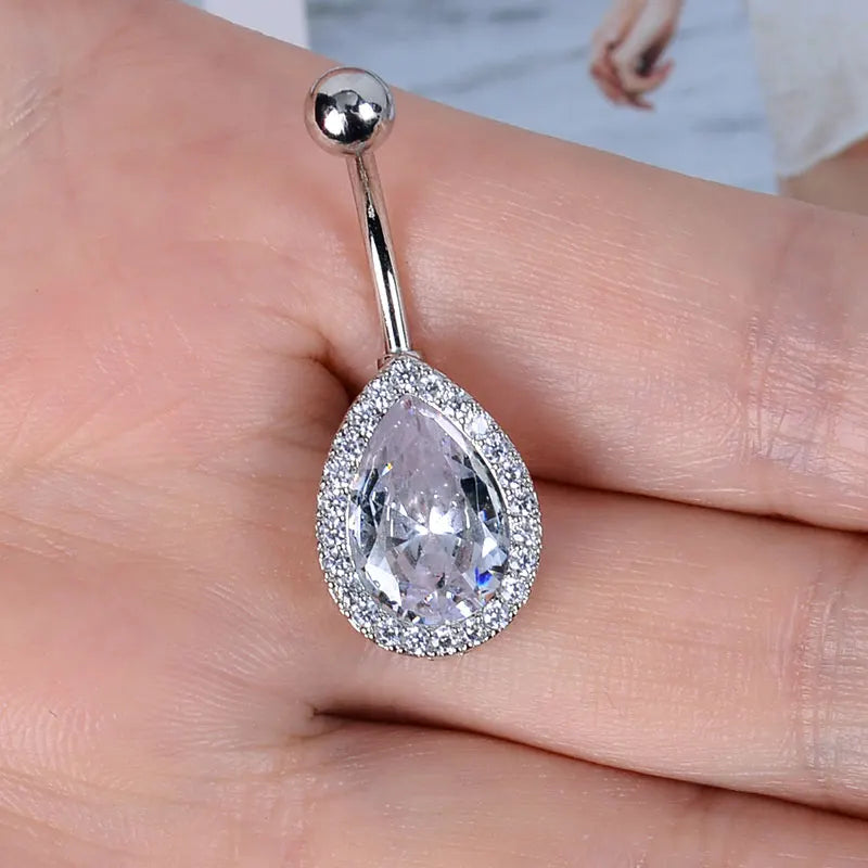 1PC Women Fashion Stainless Steel Piercing Crystal Butterfly Heart Belly Navel Ring Dangle Personality Body Jewelry Accessories