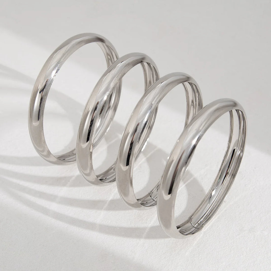 4Pcs/Set Round Stainless Steel Bracelets Set for Women Twist Texture Bangles Gold Silver Color Jewelry Statement Streetwear Goth