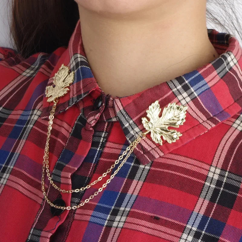 Retro Jewelry Pearl Flower Brooch Ladies Fashion Chain Tassel Personality Shirt Collar Pin Simple Clothing Women Men Accessories