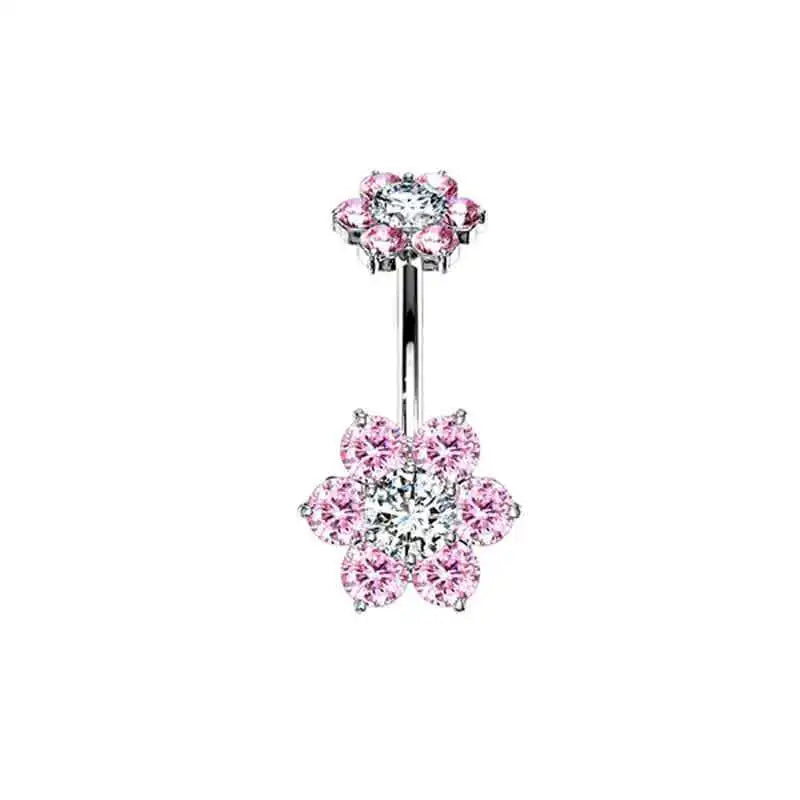 1PCS Pink Crown Belly Button Rings Jewelry Stainless Steel Heart Navel Piercing Barbell Crystal Cute Belly Rings For Women Girls