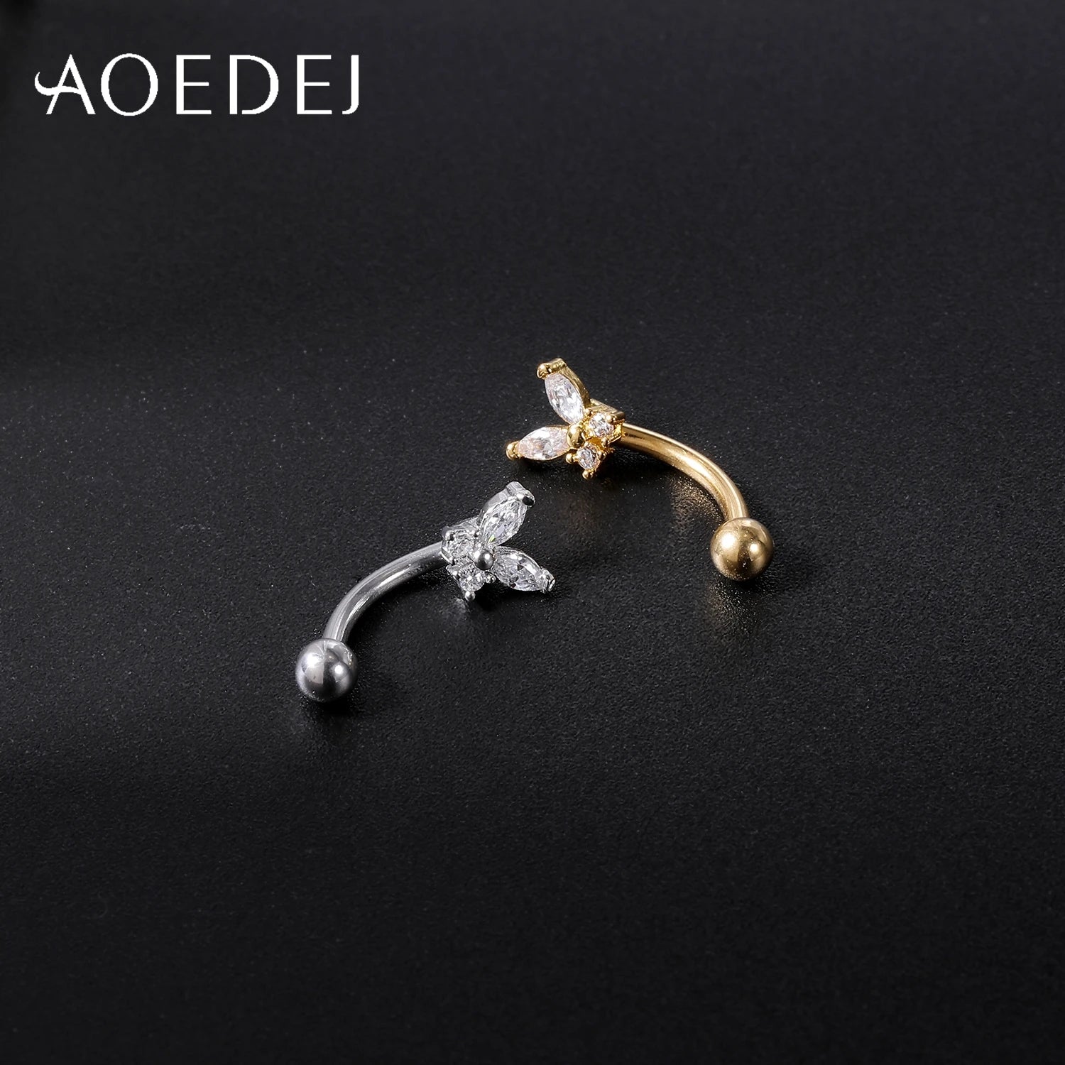 AOEDEJ 1 Piece Stainless Steel 16G Eyebrow Stud 8/10MM Eyebrow Piercing Star Moon Butterfly Shape Labret Lip Piercings Jewelry