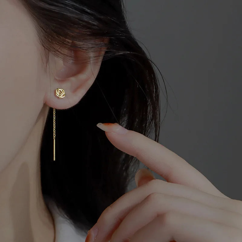 Long Tassel Heart Drop Earrings Gold Silver Color 2022 Korean Hanging Women Earrings Fashion Party Jewelry Girls Party Gift