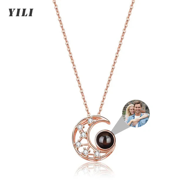 Custom Photo Necklace Projection Necklace with Picture I Love You 100 Languages Personalized Necklace Jewelry Gifts for Women