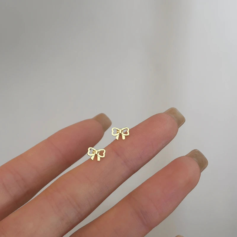New Bow Knot Earring Star Earlobe Cartilage Prevent Allergy Stud Earrings For Women Ear Piercing Jewelry Gifts