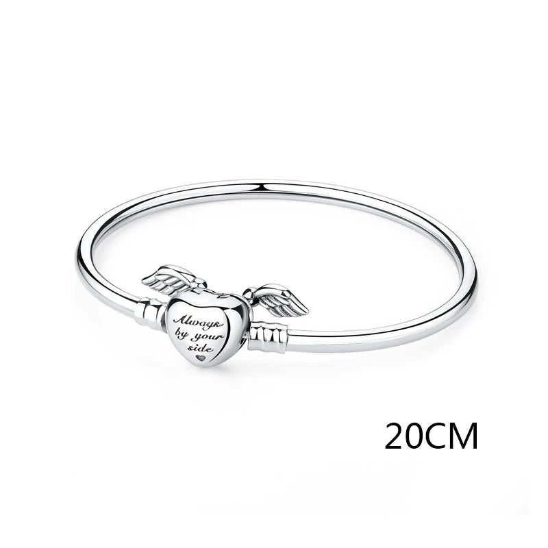 925 Sterling Silver Bracelets For Women Charms Beads Love Heart With Wings Clip Bangles Original DIY Luxury Jewelry