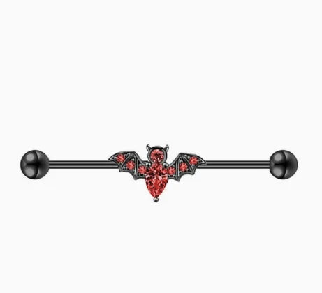 1/4PCS Crystal Bat Fake Nose Ring Septum Jewelry Stainless Steel Non Piercing Cuff Earring Rook Faux Clip on Hoop