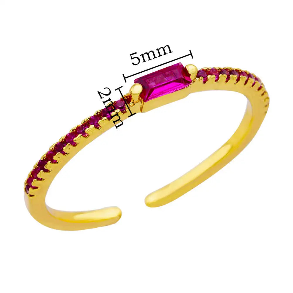 Mini Zircon Green Rings For Women Stainless Steel Gold Color Adjustable Finger Ring Engagement Wedding Christmas Jewelry Gift