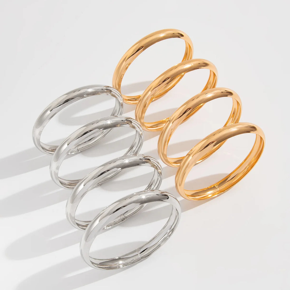4Pcs/Set Round Stainless Steel Bracelets Set for Women Twist Texture Bangles Gold Silver Color Jewelry Statement Streetwear Goth