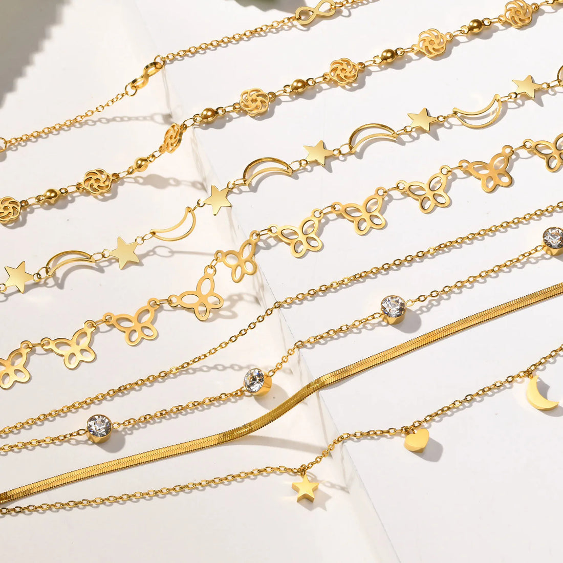 Women's Waterproof Stainless Steel Dainty Bead Charm Chain Anklet Jewelry, Gold Color Minimalist Anklets For Daily Beach Holiday