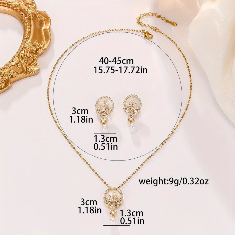 Shell two-piece Set For Sale Women's Retro Style Pendant Necklace Earrings Ins Trend Light Luxury Hot Gift