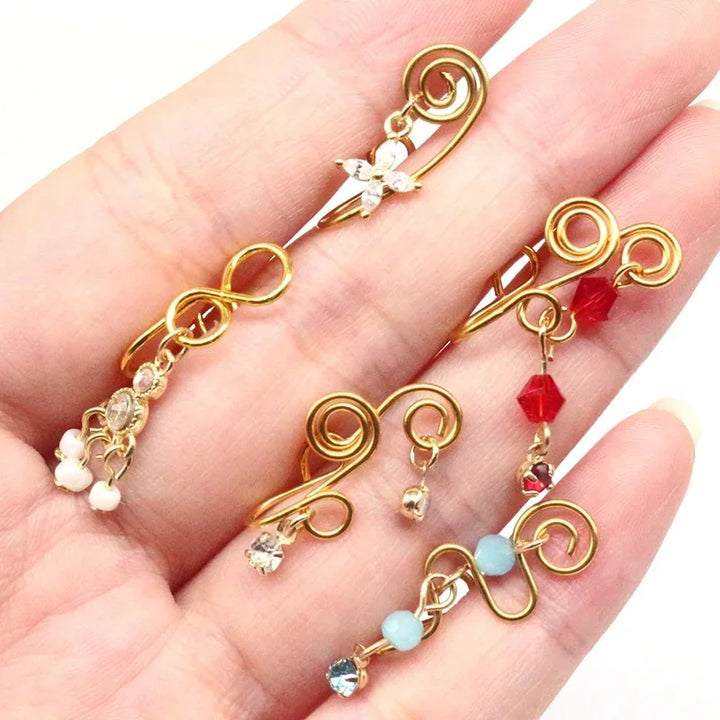 Nose Cuffs Fake Nose Ring Brass Thread Bead Dangle Copper Clip On Nose Ring Non Piercing Body Jewelry For Women