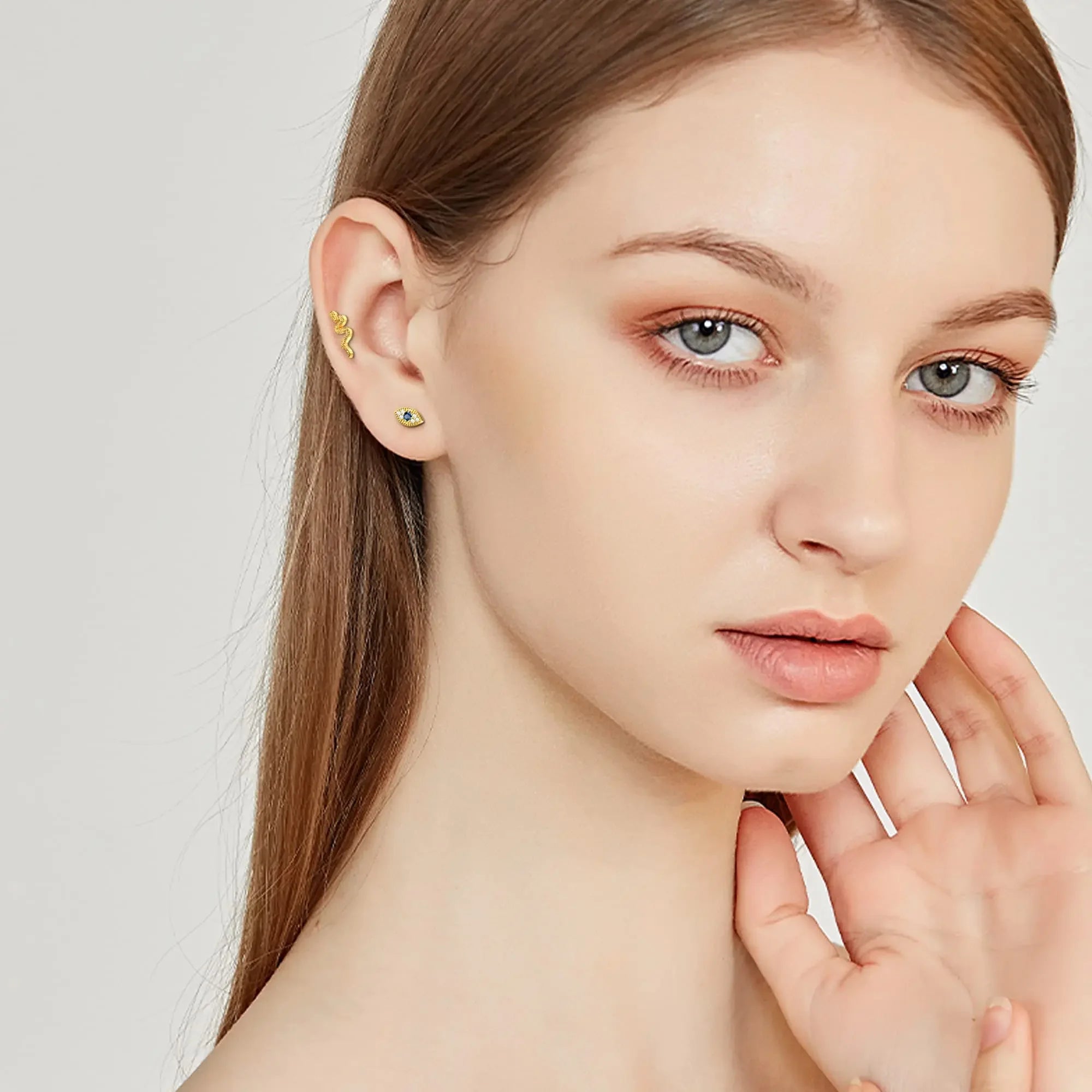 Drperfect 16G Cartilage Earrings Stud for Women Stainless Steel Flat Back Butterfly Moon Flower Helix Tragus Piercing Jewelry