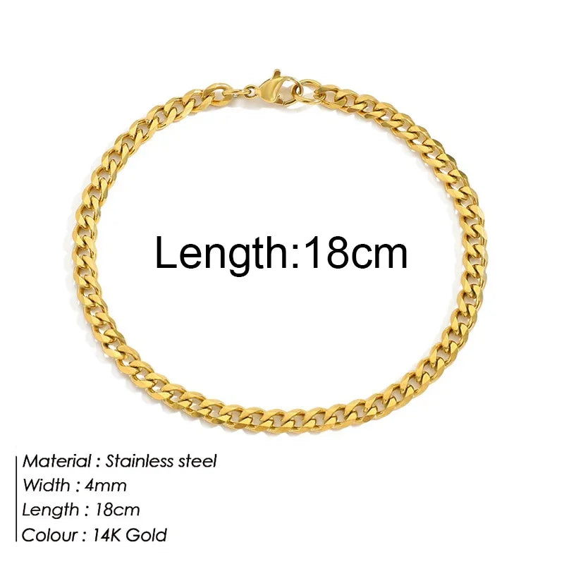 Multilayered Bracelet Gold Color Snake Paperclip Figaro Cuban Chain Stainless Steel Jewelry Male Female Bracelets Factory