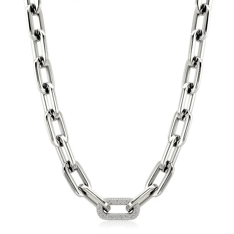 Fashion Women Big Chunky Bracelets Chains with Blink Rhinestones Link Gold Silver Color Surgical Stainless Steel Bracelets