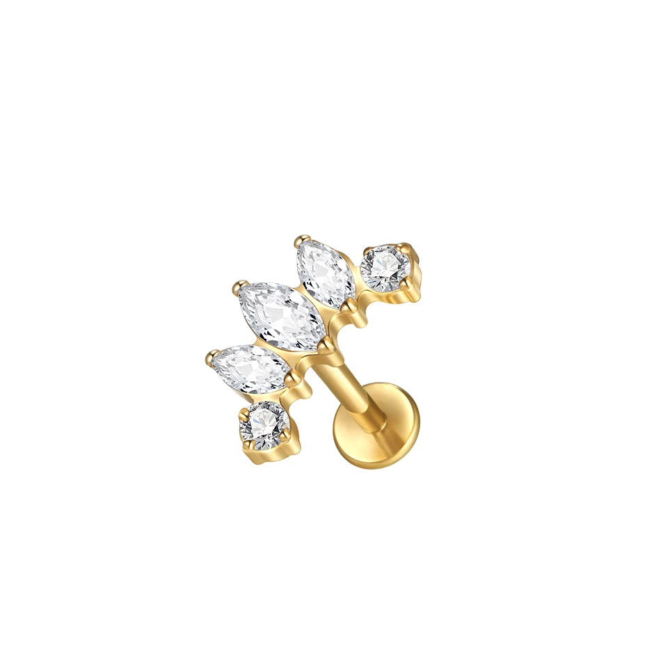 1Pc G23 Titanium Ear Tragus Cartilage Helix Daith Piercing Stud Earrings for Women Internal Thread Labret Piercing Lip Ring 16G