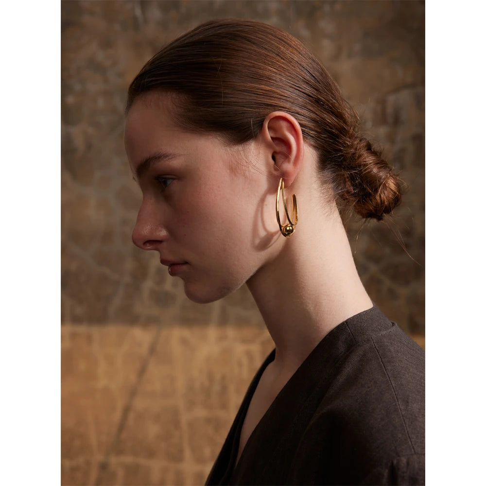 Yhpup Stainless Steel Geometric Huggie Earrings Gold & Platinum PVD Plated Rust Proof Metal Charm Daily Statement Jewelry Gift