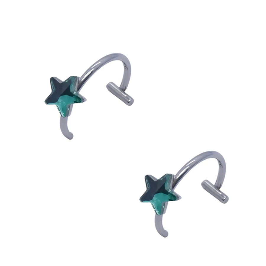 2PCS Trendy 10mm Stainless Steel Punk Clip on Fake Piercing Nose Wrap Lip Rings Unisex Nose Ring Women Men Tusk Body Jewelry