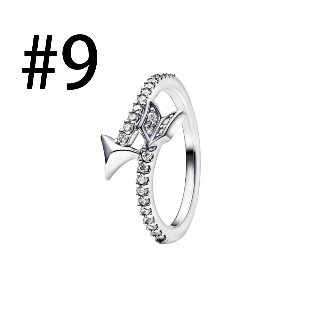 New Original 925 Sterling Silver Crown Bow Heart Set Ring Necklace Earring Crystal Women Valentine's Birthday Gift DIY Jewellery