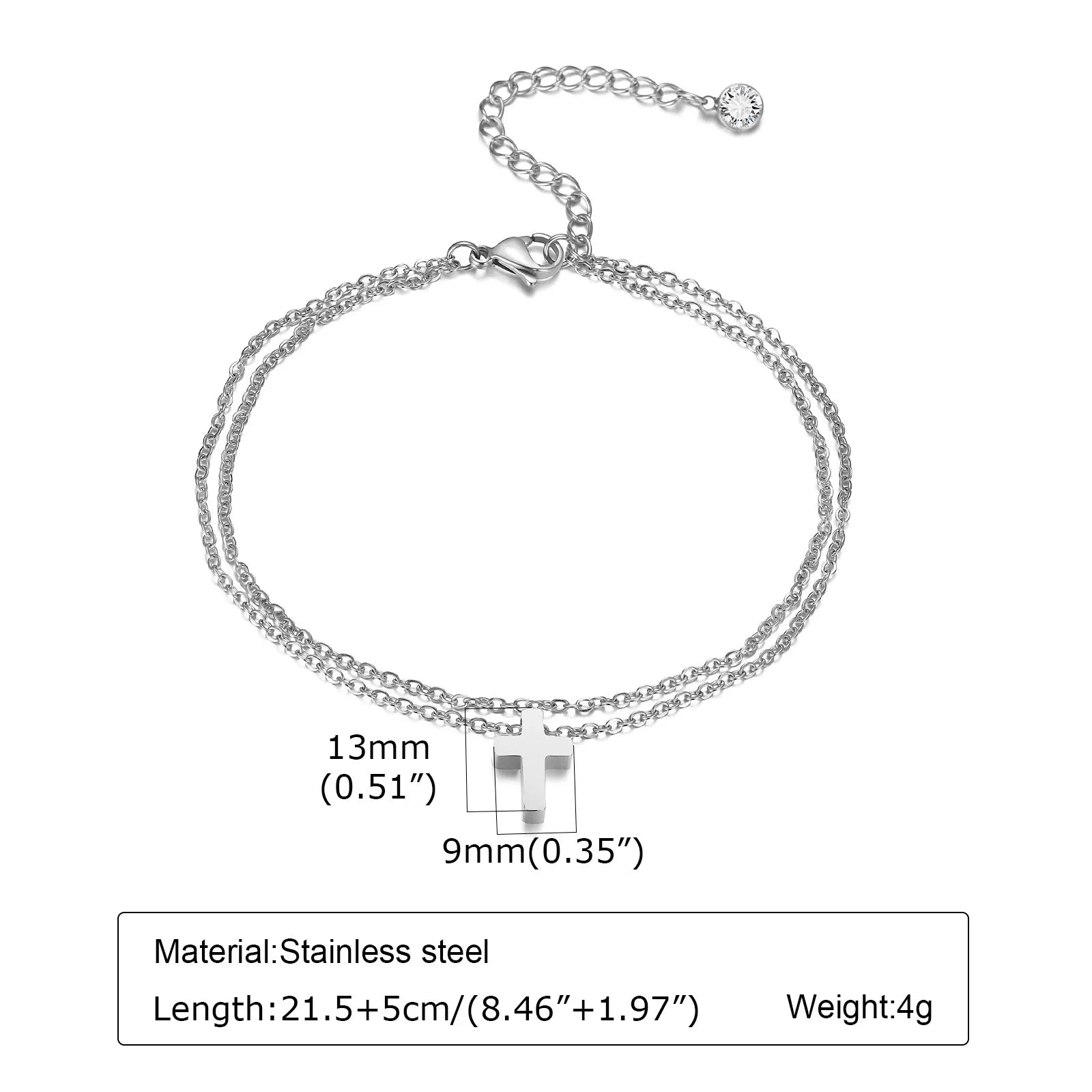Silver Color Anklet Bracelets for Women Waterproof, Stainless Steel Layered Cuban Chain Herringbone Anklets Summer Beach Gift