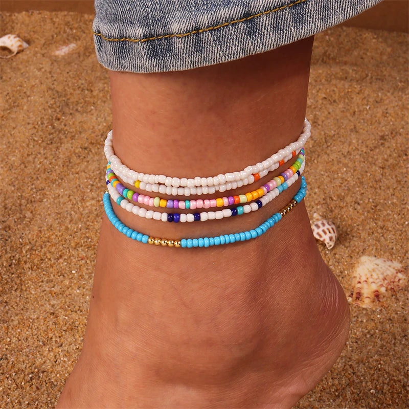 Bohemian Handmade Colorful Beads Anklets Summer Beach On Leg Foot Chain Bracelet Anklet Women Girls Holiday Jewelry Gifts
