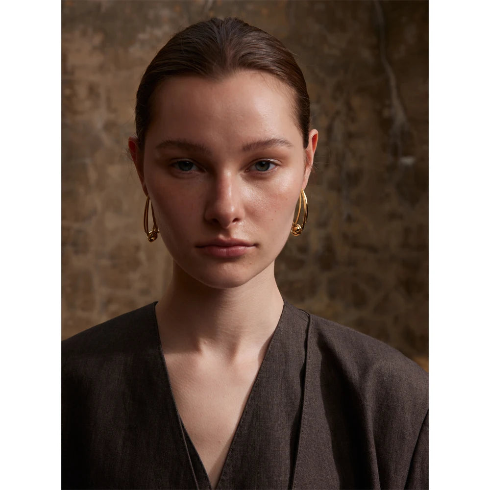 Yhpup Stainless Steel Geometric Huggie Earrings Gold & Platinum PVD Plated Rust Proof Metal Charm Daily Statement Jewelry Gift