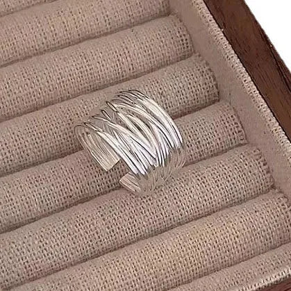 BF CLUB 925 Sterling Rings for Women Fashion Geometric Handmade Irregular Strip Ring Party Christmas Gift