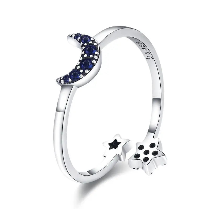 WOSTU Adjustable Rings Real 925 Sterling Silver Stackable Engagement Zircon Open Size Rings For Women Female Original Jewelry