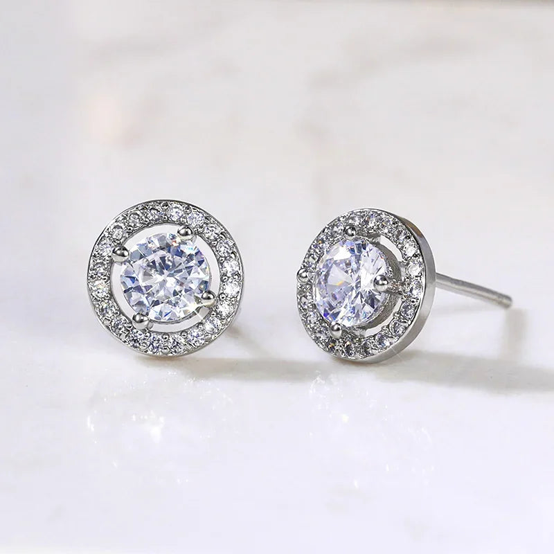Huitan Luxury AAA CZ Stud Earrings For Women Romantic Elegant Female Daily Earrings 7 Colors Available Wholesale Dropshipping