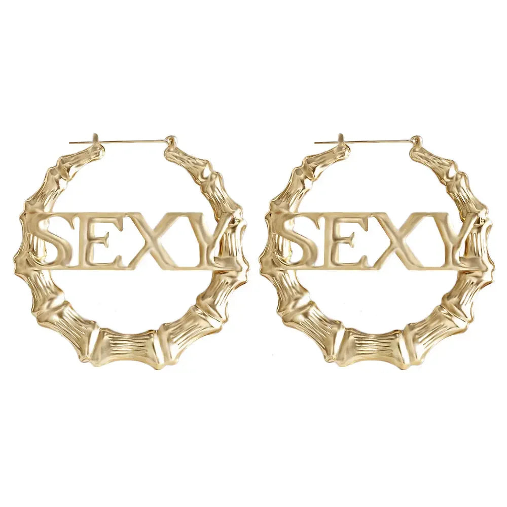 VIVILADY Big Large Bamboo Heart Hoop Earrings Women Gold Silver Color Basketball Wives Statement Brincos Boho Jewelry Party Gift