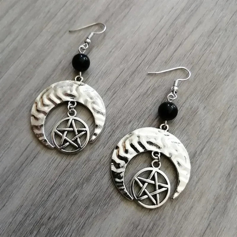 Whimsy Goth Swirly Star Earrings Silver Color Pair of Celestial  Witch Celestial Fairycore Gift Friend Women Boho Cute Gothic