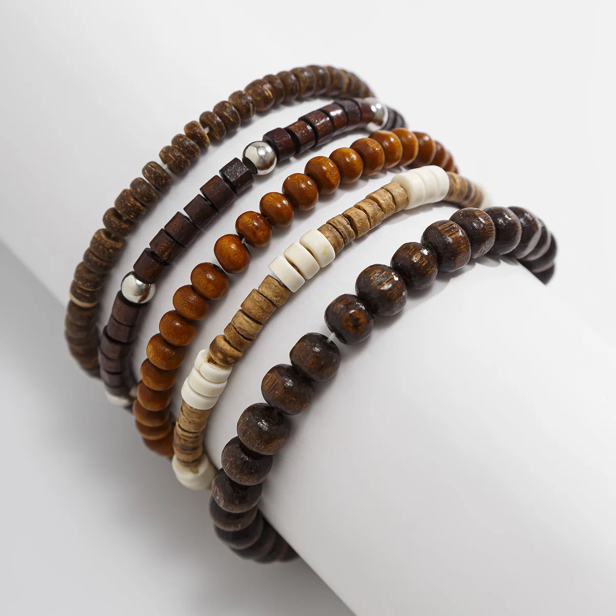 5pcs/set Wooden Beads Bracelet for Men,Hip Hop Niche Natural Stone Stacked Bracelet,Male Handmade Jewelry Gifts