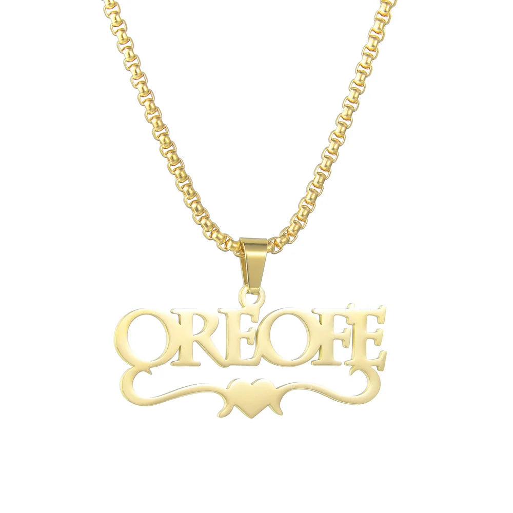Custom Name Necklace Custom Jewelry Stainless Steel Personalized Crown Pendant For Women подвеска Men Collars Thick Chain Gifts