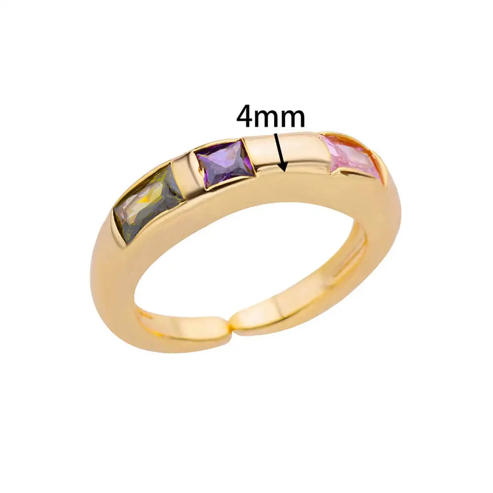 Mini Zircon Green Rings For Women Stainless Steel Gold Color Adjustable Finger Ring Engagement Wedding Christmas Jewelry Gift