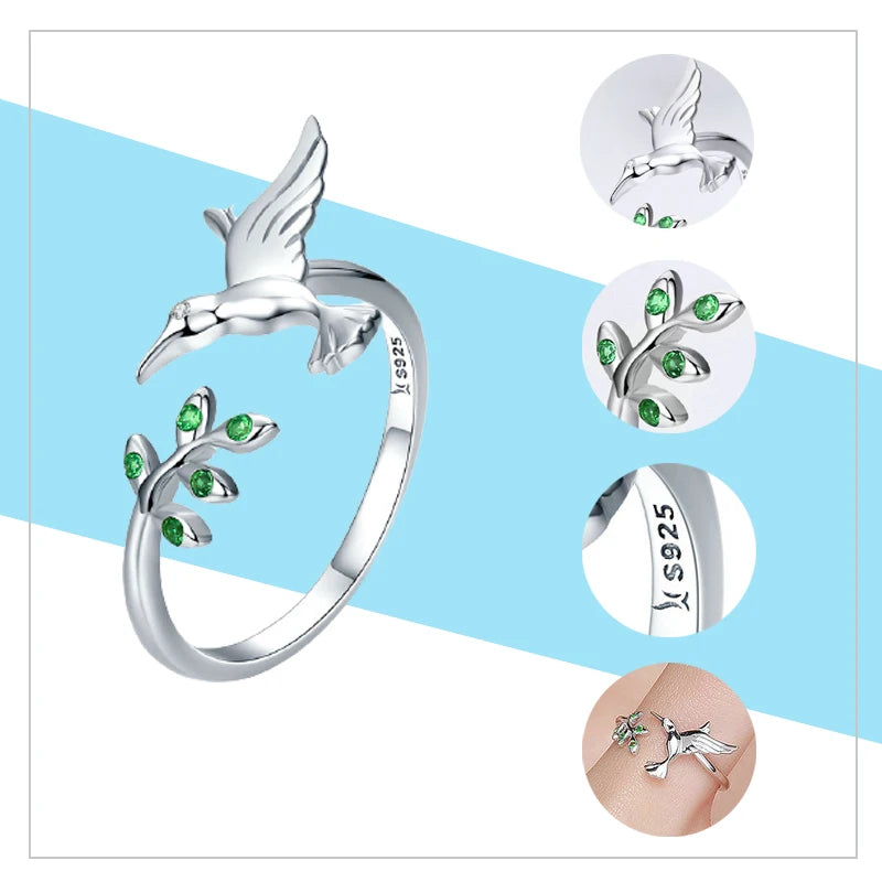 WOSTU Adjustable Rings Real 925 Sterling Silver Stackable Engagement Zircon Open Size Rings For Women Female Original Jewelry