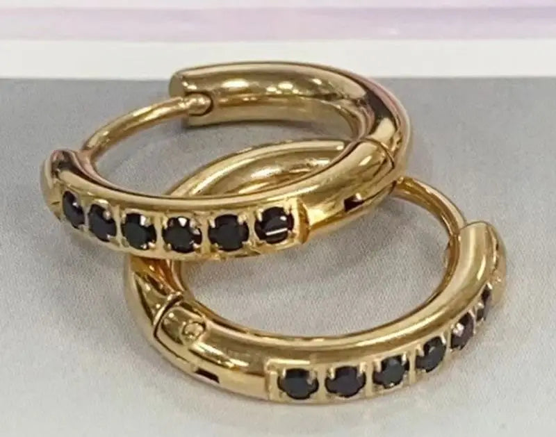 CARLIDANA Chic 18k Gold Plated Cubic Zirconia Stainless Steel Huggie Hoop Earrings High End Light Luxury Ins Popular Non Tarnish