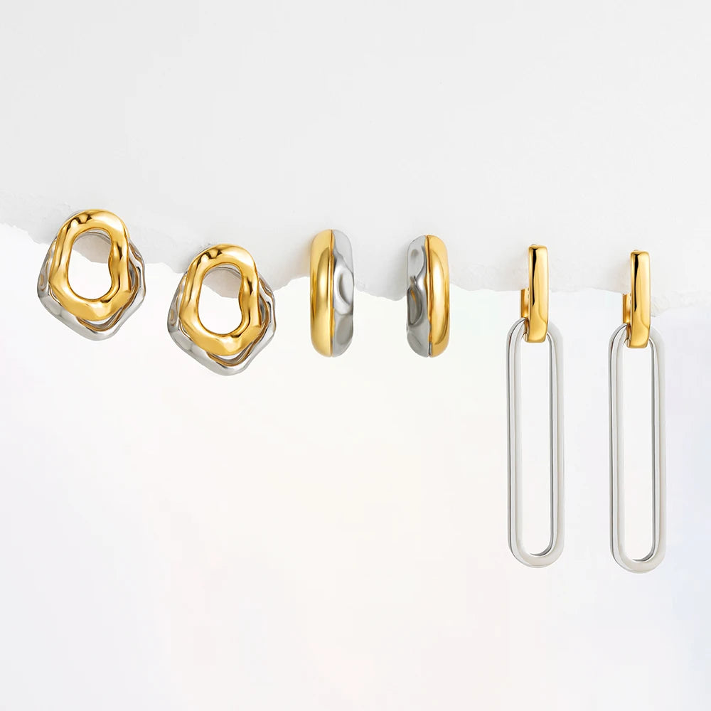 3 Pair/set Dainty Gold Color Geometric Circle Small Hoop Earrings for Women Statement Beads Twist Huggie Earring Fashion Jewelry