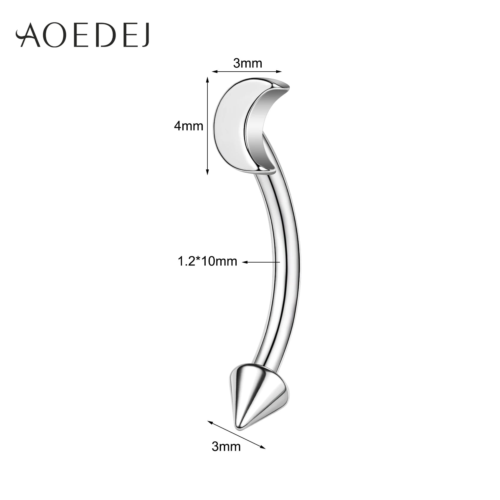 AOEDEJ 1 Piece Stainless Steel 16G Eyebrow Stud 8/10MM Eyebrow Piercing Star Moon Butterfly Shape Labret Lip Piercings Jewelry