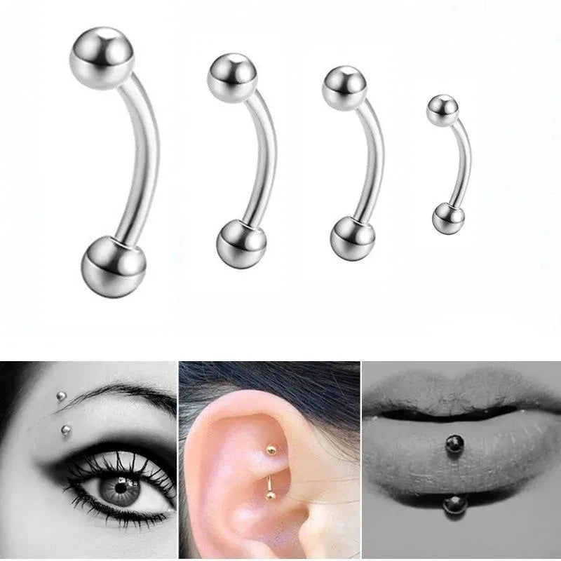 30pcs Stainless Steel Eyebrow Piercing Rings for Women Men Curved Barbell Lip Ring Cartilage Daith Helix Rook Earring Jewelry